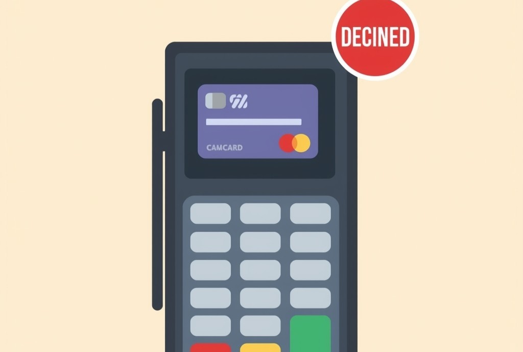 credit card declined at payment machine