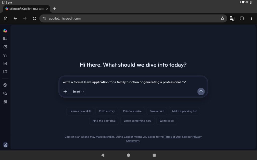 Microsoft Copilot Edge browser Android