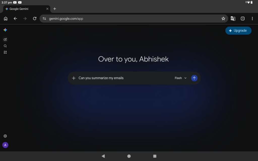 Google Gemini web app on Android